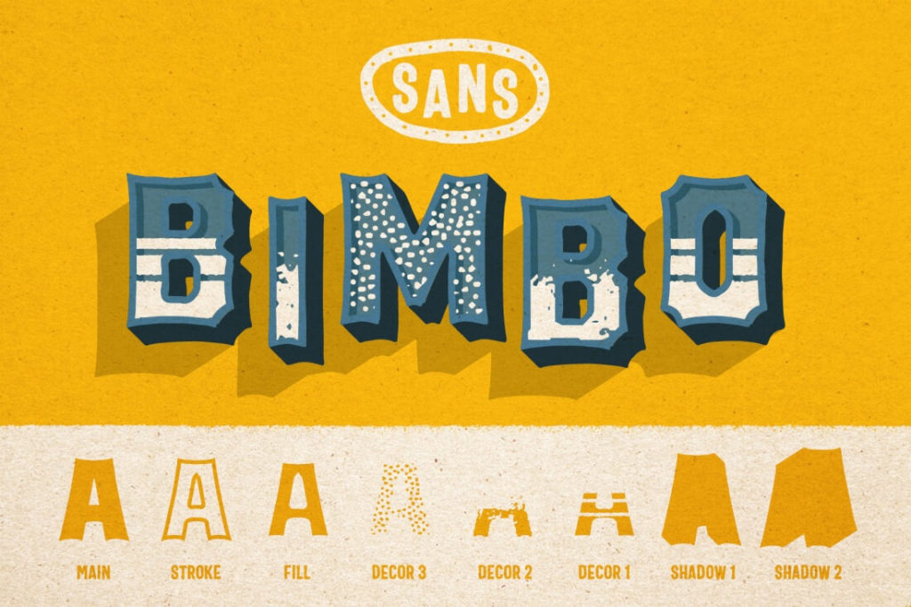 BIMBO Hand-Lettered Font Family of 26 Typefaces